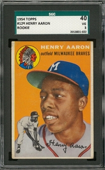 1954 Topps #128 Hank Aaron Rookie Card – SGC 40 VG 3